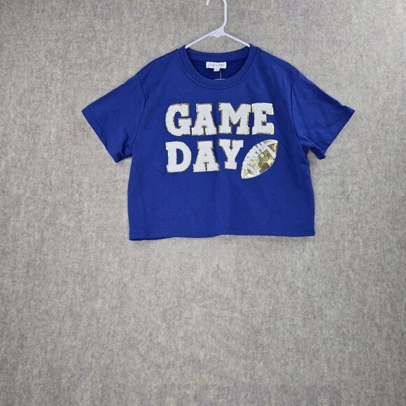 She + Sky Blue "Game Day" Graphic Tee Medium - Picture 1 of 6
